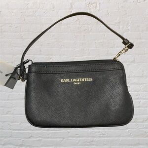 Karl Lagerfeld Black Clutch with Gold Hardware